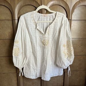 White Embroidered Solitaire Blouse